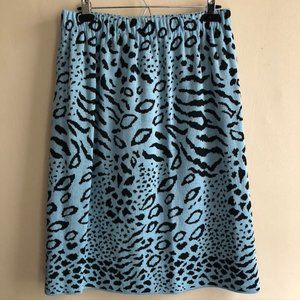 NWT Rare Vintage Sky Blue Leopard San Remo Knit Skirt